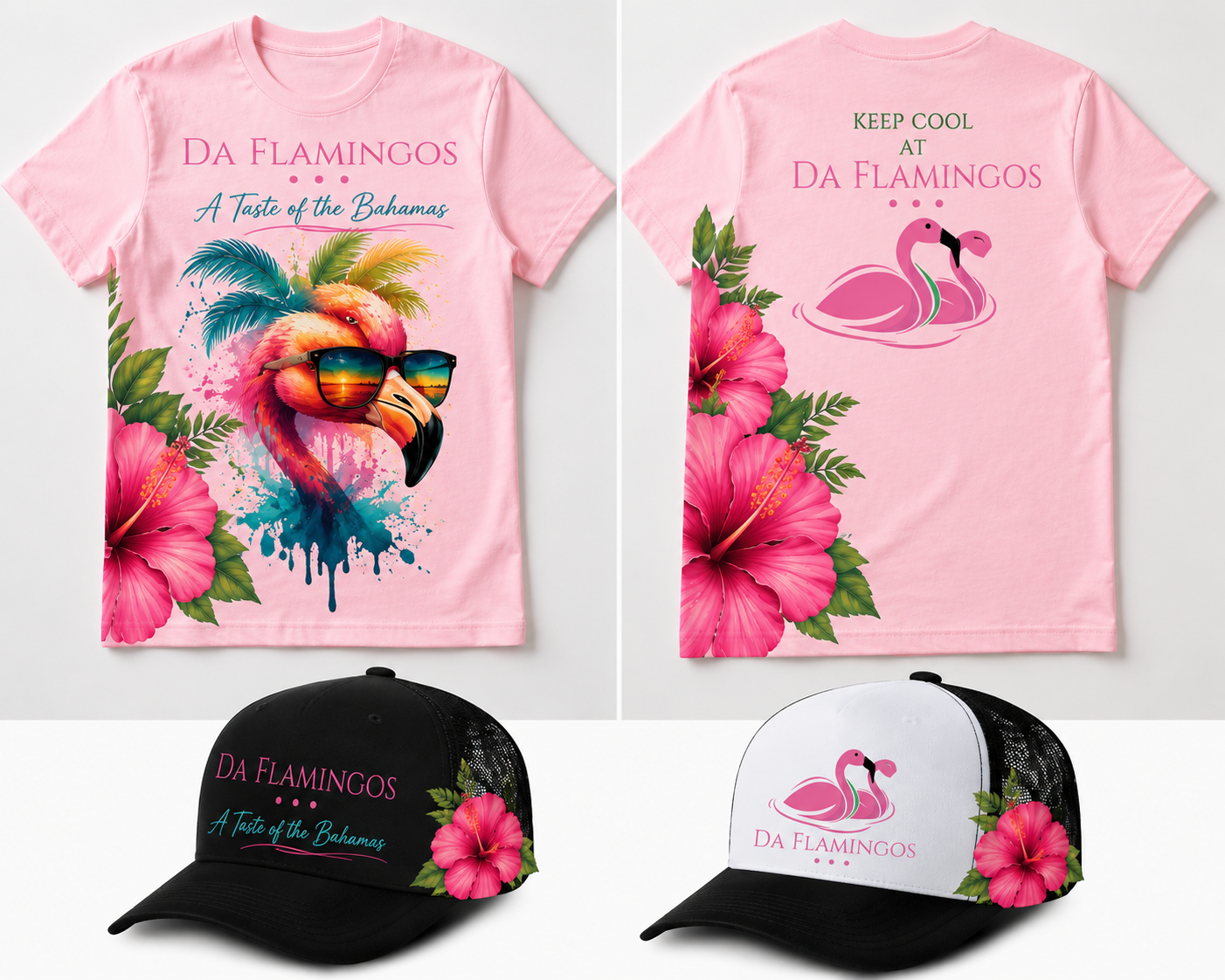 "Keep Cool at Da Flamingos" Tee — Pink